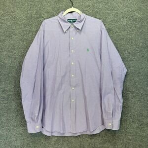 Ralph Lauren Button Down Shirt Mens XL Purple Gingham Classic Fit Green Pony